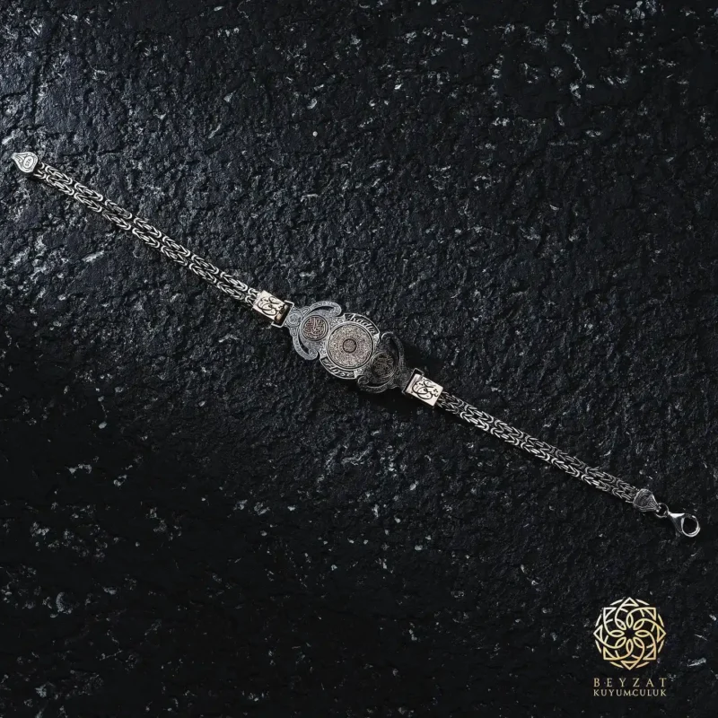 3343502472534208943_3027653227 İnşirah Suresi İşlemeli Gümüş Erkek Bileklik Modeli
