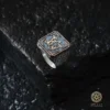 Kare Kasa Harfli Gümüş Erkek Yüzük Modeli