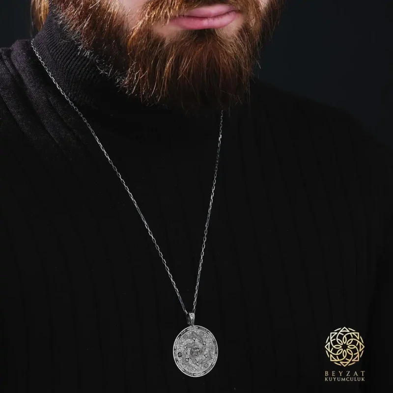 Yıldız Gümüş Madalyon Kolye Modeli