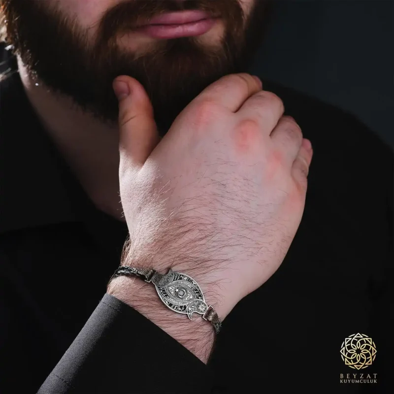 16 Türk Devleti Erkek Gümüş Damla Bileklik Modeli