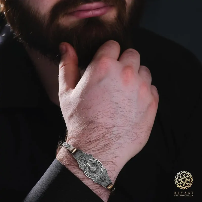 Talak Suresi İsimli Gümüş Erkek Bileklik Modeli