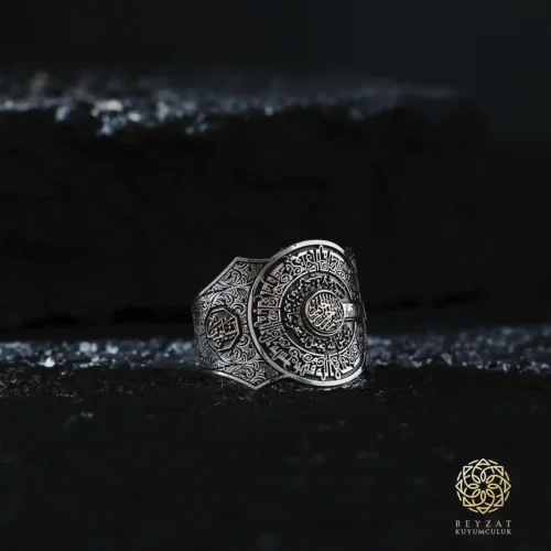 Talak Suresi İsimli Gümüş Erkek Yüzük Modeli