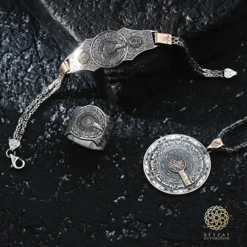 Talâk Suresi Üçlü Gümüş Erkek Set Modeli