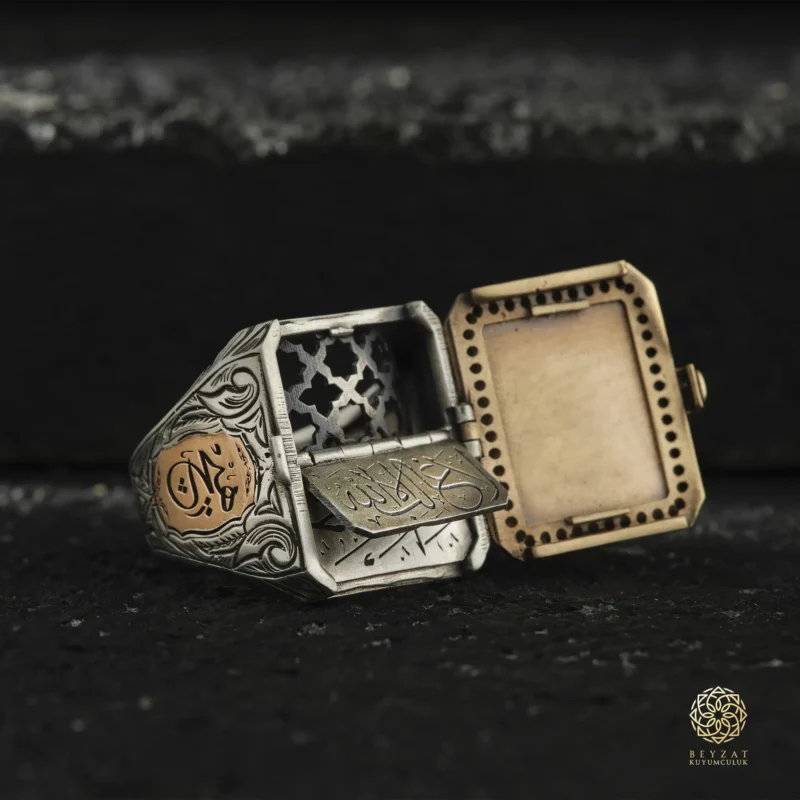 BEYZAT 2025 NISAN23245 copy Hasbiyallah Kapaklı Gümüş Erkek Yüzük