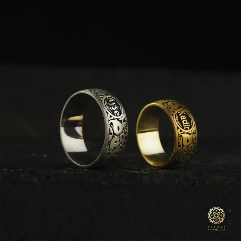 BEYZAT 2025 NISAN23382 copy Vav Harfli İsimli Gümüş Çift Alyans