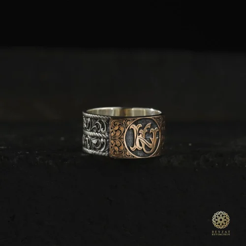 Gravürlü Monogram Harfli Gümüş Yüzük