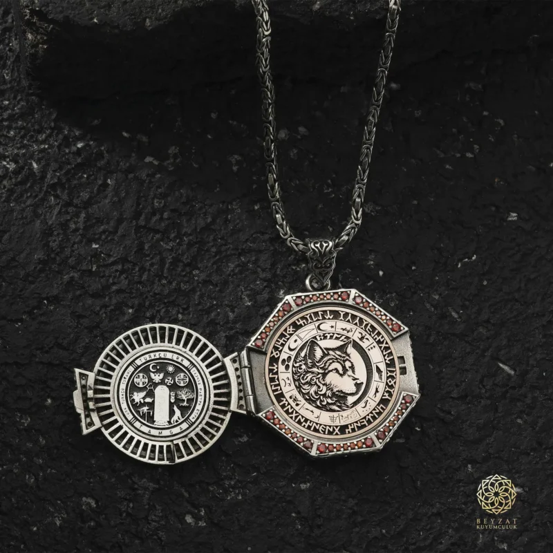 BEYZAT 2025 NISAN23567 copy Ay Yıldızlı Kapaklı Gümüş Madalyon Kolye
