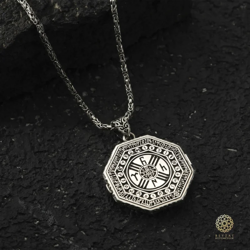 BEYZAT 2025 NISAN23568 copy Ay Yıldızlı Kapaklı Gümüş Madalyon Kolye