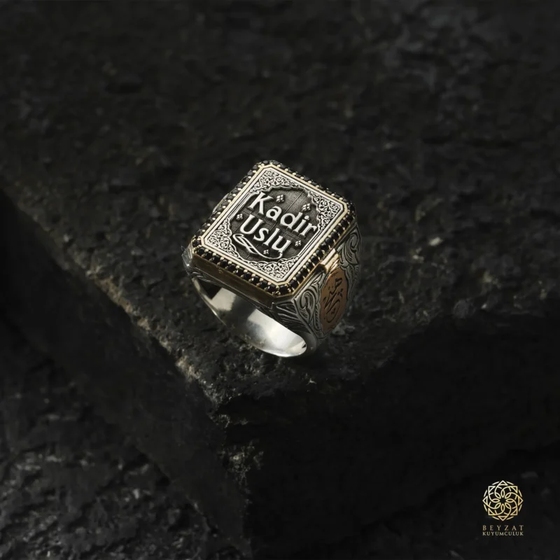 BEYZAT 2025 NISAN23632 copy Hasbiyallah Kapaklı Gümüş Erkek Yüzük