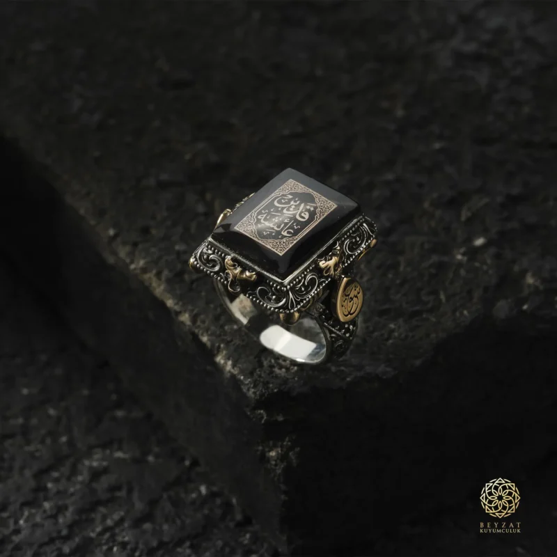 BEYZAT 2025 NISAN23706 copy Siyah Taşlı Hiç Gümüş Yüzük