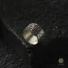 Kırmızı Mikro Taşlı Ay Yıldız Gümüş Yüzük