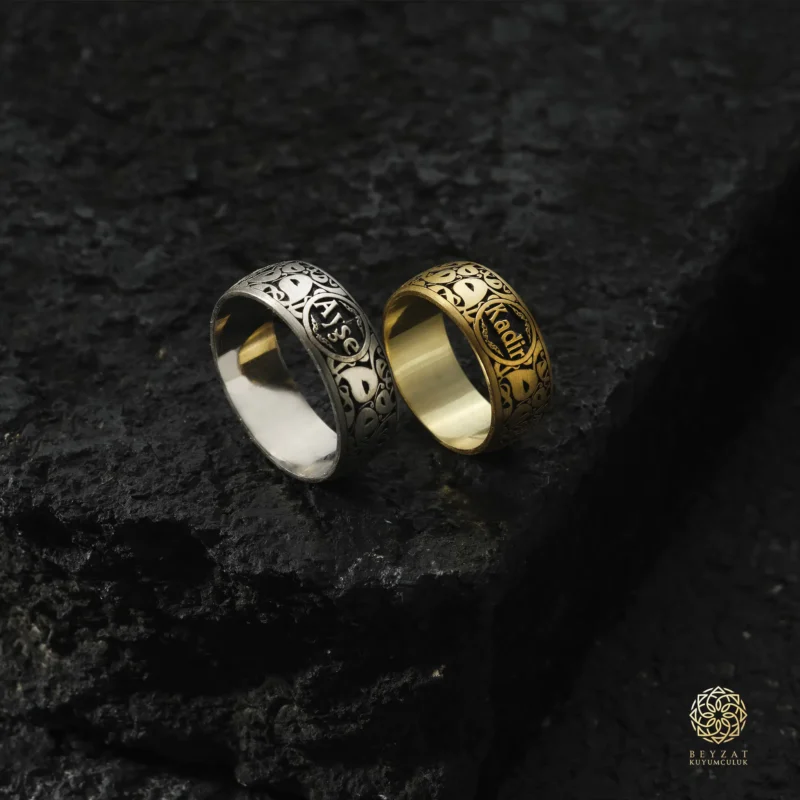 BEYZAT 2025 NISAN23768 copy Vav Harfli İsimli Gümüş Çift Alyans