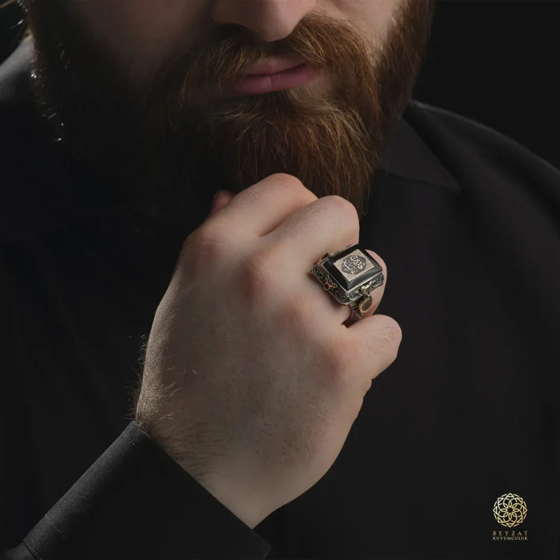 BEYZAT 2025 NISAN24078 copy Siyah Taşlı Hiç Gümüş Yüzük