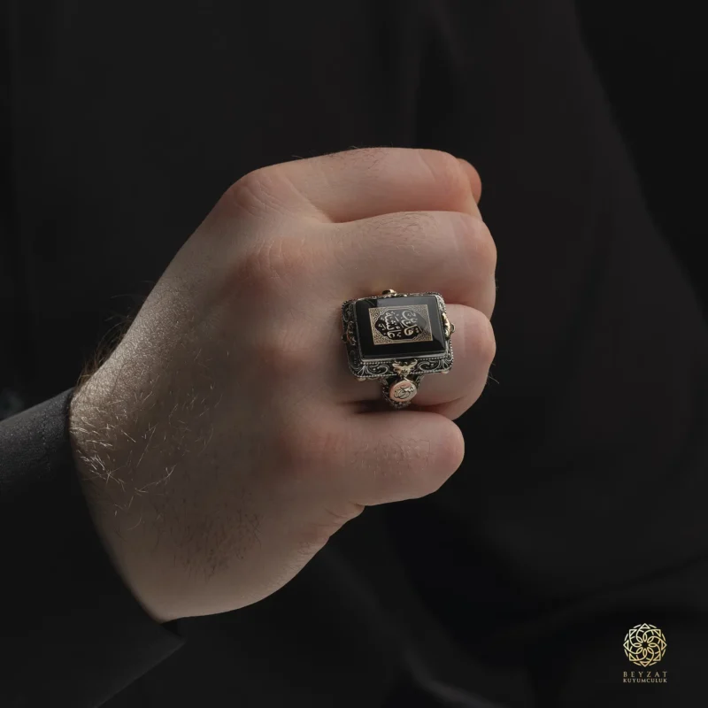 BEYZAT 2025 NISAN24079 copy Siyah Taşlı Hiç Gümüş Yüzük