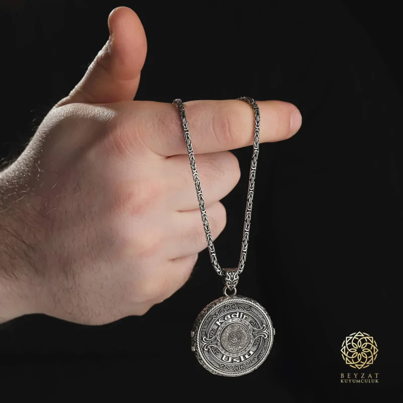 BEYZAT 2025 NISAN24624 copy Dualı Kapaklı Gümüş Madalyon Kolye