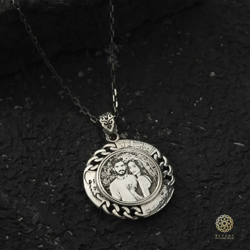 BEYZAT 2025 NISAN23462 copy Fotoğraflı Gurmet Gümüş Madalyon Kolye - Forse Zincir