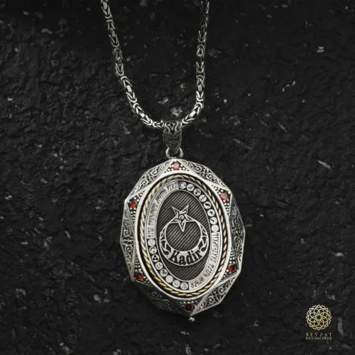 BEYZAT 2025 NISAN23488 copy Ay Yıldız Detaylı Kişiye Özel Gümüş Madalyon Kolye