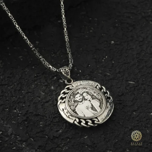 BEYZAT 2025 NISAN23601 copy Fotoğraflı Gurmet Gümüş Madalyon Kolye - Kral Zincir