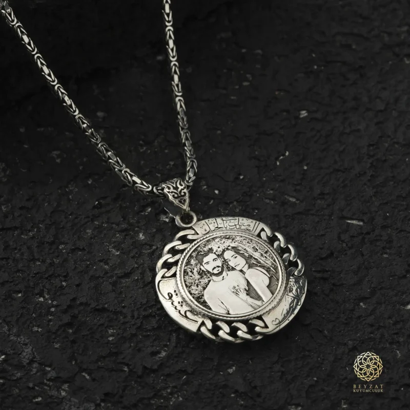 BEYZAT 2025 NISAN23601 copy Fotoğraflı Gurmet Gümüş Madalyon Kolye - Kral Zincir
