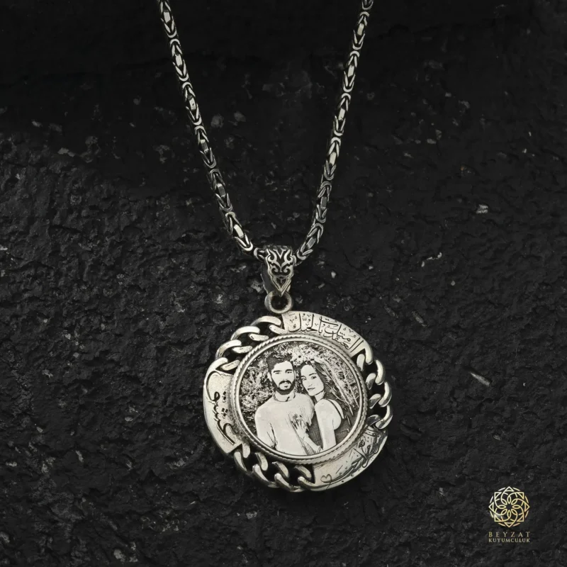 BEYZAT 2025 NISAN23602 copy Fotoğraflı Gurmet Gümüş Madalyon Kolye - Kral Zincir