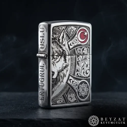 Bozkurt Figürlü Gravürlü Benzinli Premium Tasarım Çakmak