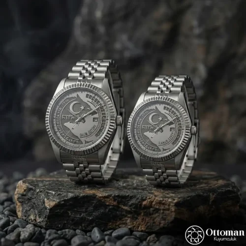 ottoman-25774-1-58 Bozkurt Gümüş Kadranlı Kol Saati Set