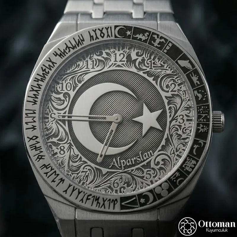 ottoman-29680-2-42 Savaş Türkün Düğünüdür Gümüş Kadranlı Kol Saati