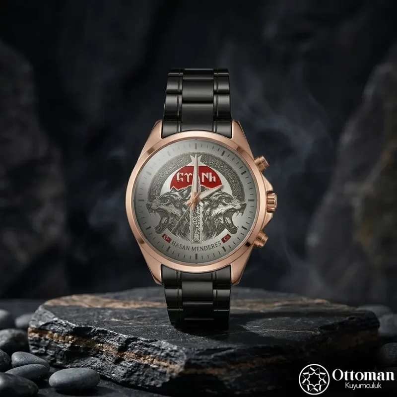 ottoman-30868-2-61 İntikam Gümüş Kadranlı Siyah Kol Saati