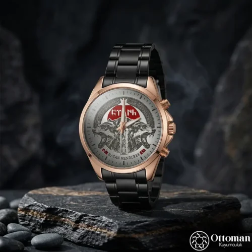 ottoman-30869-1-60 İntikam Gümüş Kadranlı Siyah Kol Saati