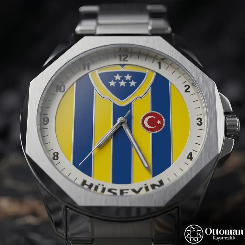 ottoman-31679-5-1 Sarı Kanarya Gümüş Kadranlı İsimli Kol Saati