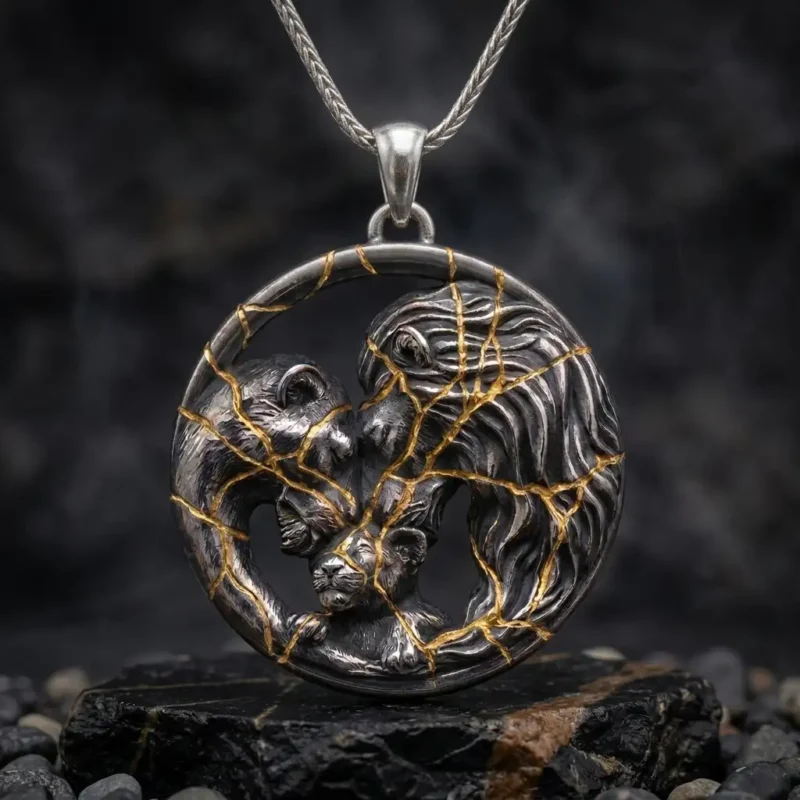 1abeyzat (2) Aslan Ailesi Kintsugi Gümüş Kolye Modeli