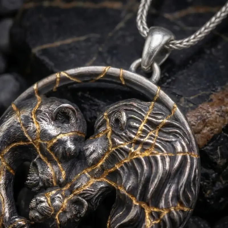 1abeyzat (3) Aslan Ailesi Kintsugi Gümüş Kolye Modeli